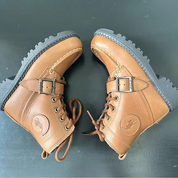 NWOB Polo Ralph Lauren Tan Burnished Leather Lace-Up Ranger Hi II Boot Size 11 - Picture 4 of 10